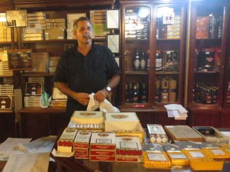Reynaldo Gonzalez in his cigar shop